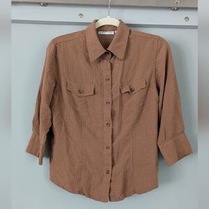 Dressbarn Brown Checkered Blouse